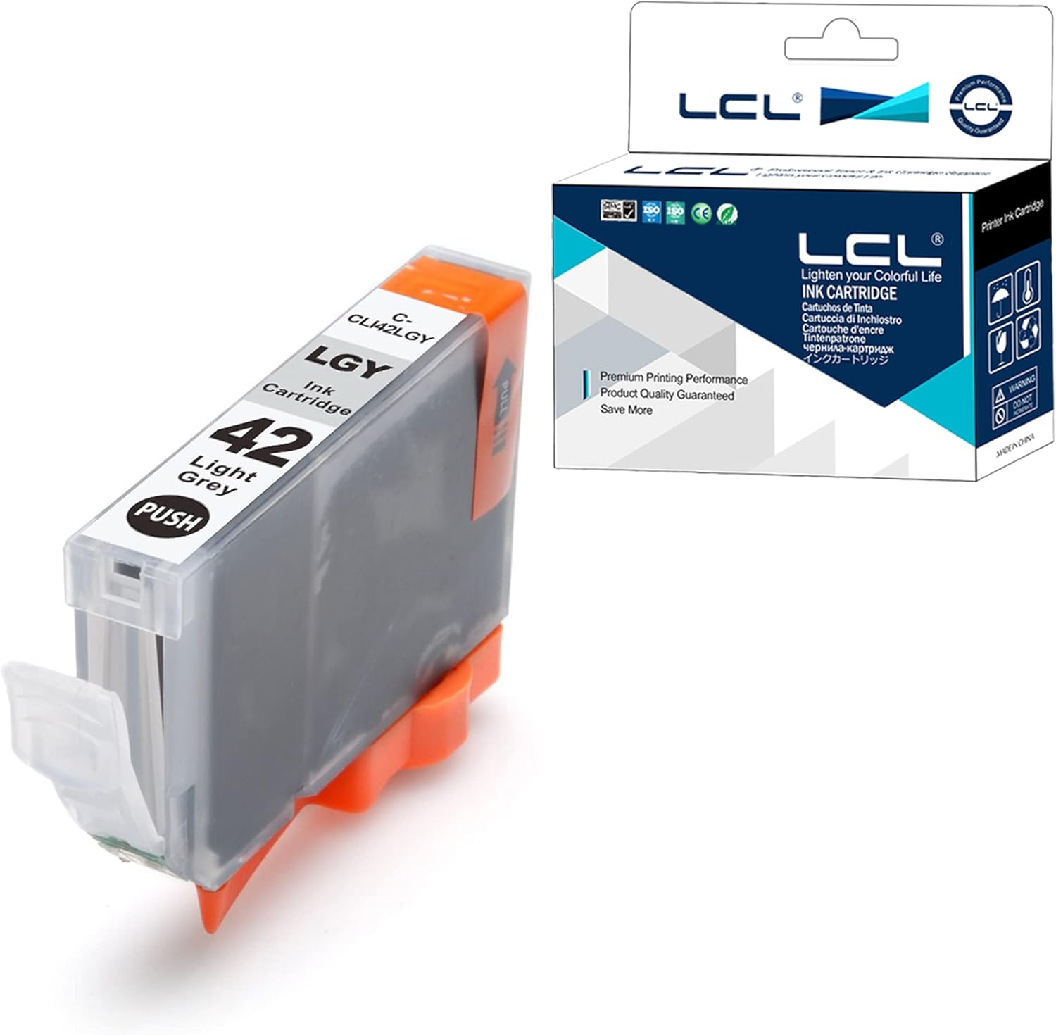 LCL Cartucho de tinta de repuesto compatible para Canon CLI42 CLI-42 LGY CLI-42LGY 6391B001 Pro-100 Pro-100S (1 unidad, gris claro)
