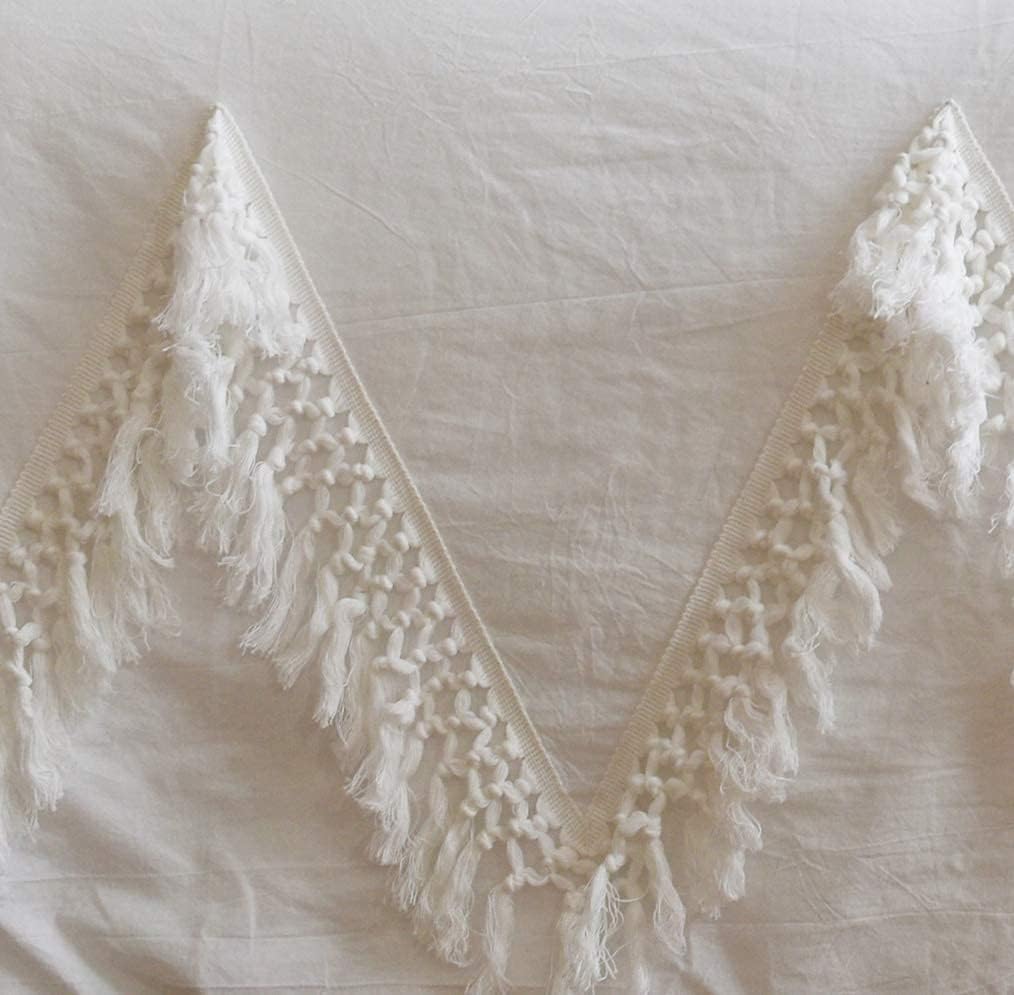 Funda de edredón bohemia blanca, tamaño Queen, estilo bohemio, con borlas, decoración de dormitorio, 86 x 90 pulgadas
