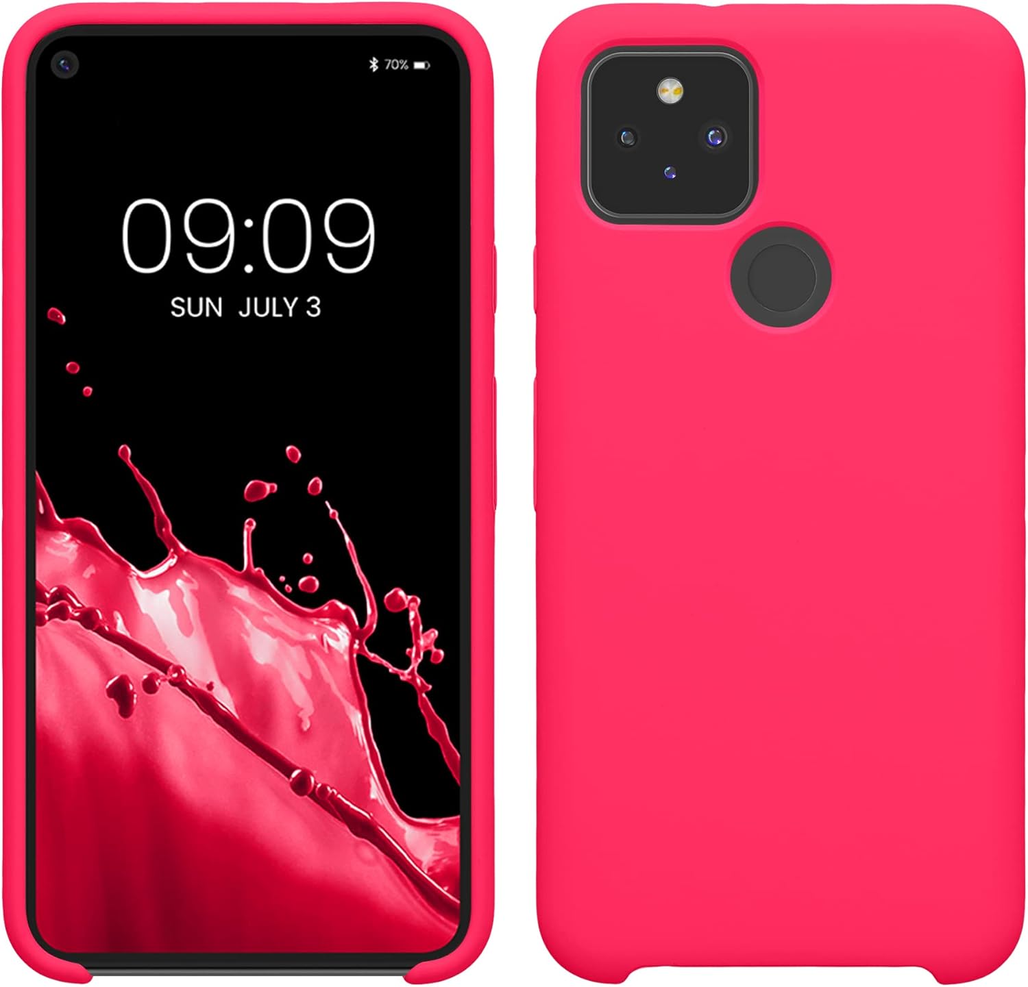 kwmobile Funda compatible con Google Pixel 5 – Funda de silicona TPU con acabado suave – Rosa neón