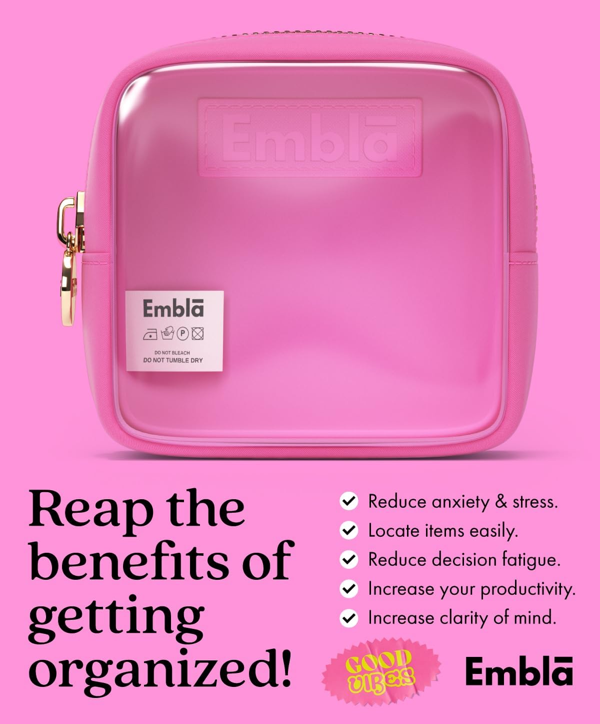 Embla Bolsa de maquillaje transparente para mujer, bolsa de cosméticos transparente, bolsas de cosméticos con cremallera, lindas bolsas de nailon