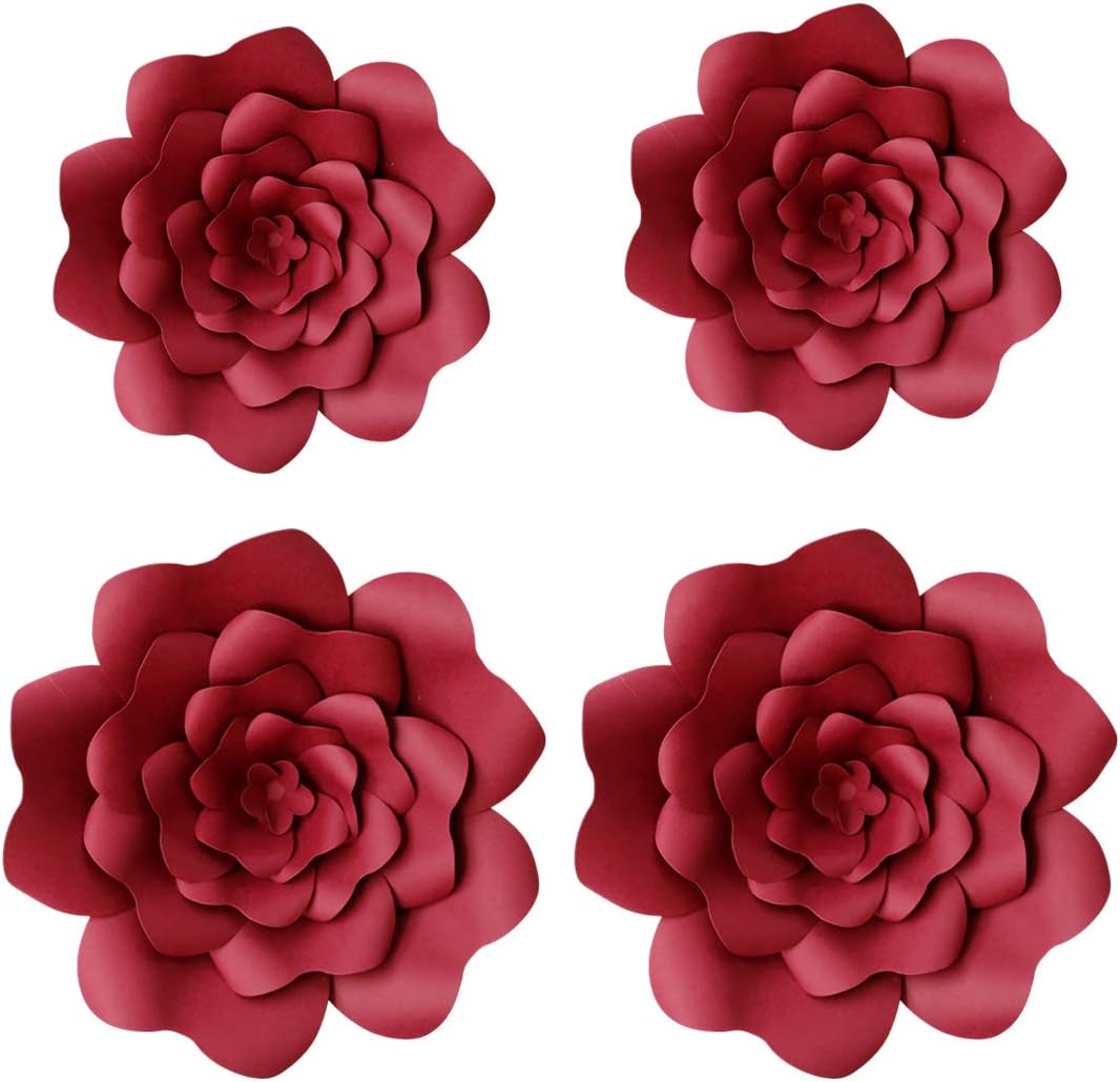 YLY’s love 4 flores de papel 3D gigantes para decoración de fiestas, bricolaje hechos a mano para telón de fondo de boda, despedida de soltera, baby