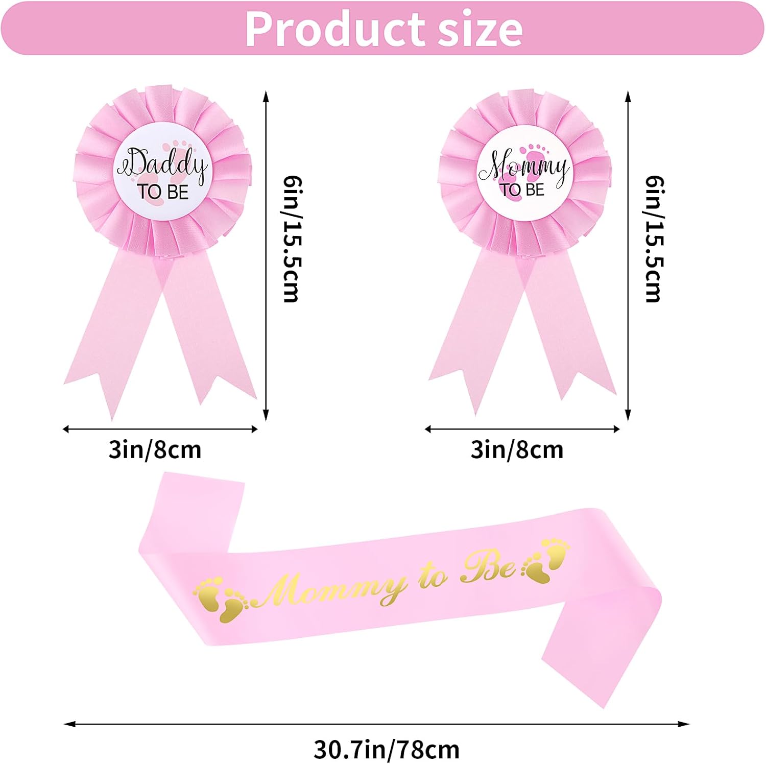 3 bandas para mamá a ser, banda para baby shower, para mamá a ser para mamá embarazada, decoración de baby shower (rosa)