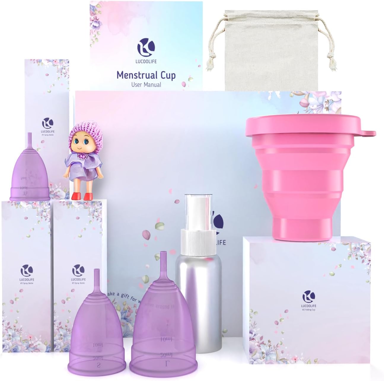 Copa menstrual reutilizable, copas de silicona para el período, suaves, cómodas y respetuosas con el medio ambiente, juego de 3 kit para niñas y