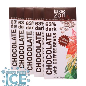 KakaoZon Barras de chocolate negro  63% chocolate negro con granos de café  Sin gluten  Vegano  Sin OMG  Libre de todos los principales alérgenos KakaoZon Barras de chocolate negro  63% chocolate negro con granos de café  Sin gluten  Vegano  Sin OMG  Libre de todos los principales alérgenos