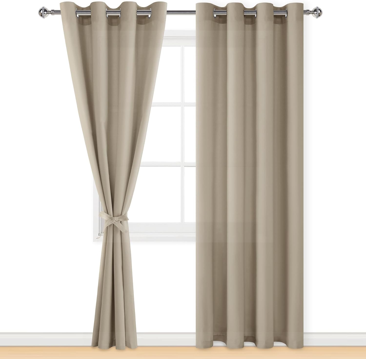 Hiasan Cortinas filtrantes de luz para sala de estar de 84 pulgadas de largo, cortina semitraslúcida de privacidad con ojales y alzapaños para
