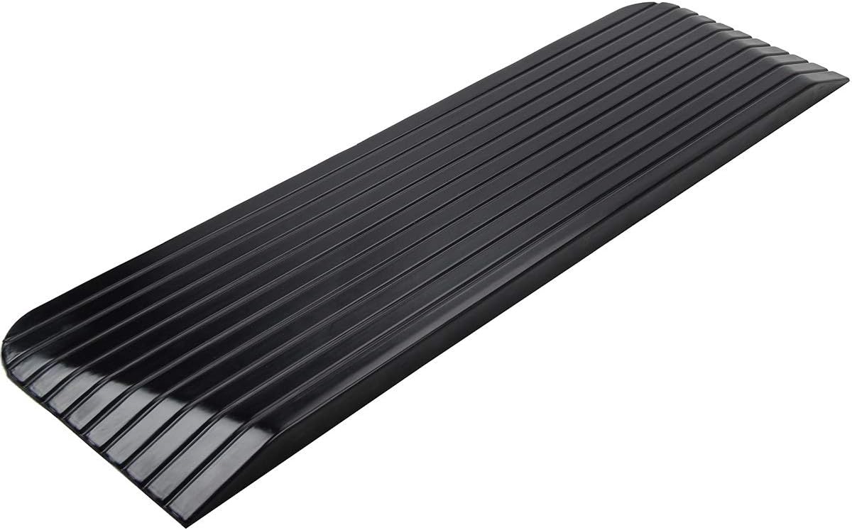 Rampa de umbral de goma sólida de 4 pulgadas para silla de ruedas, scooter y puerta, 1 paquete de 35.5 x 24 x 4