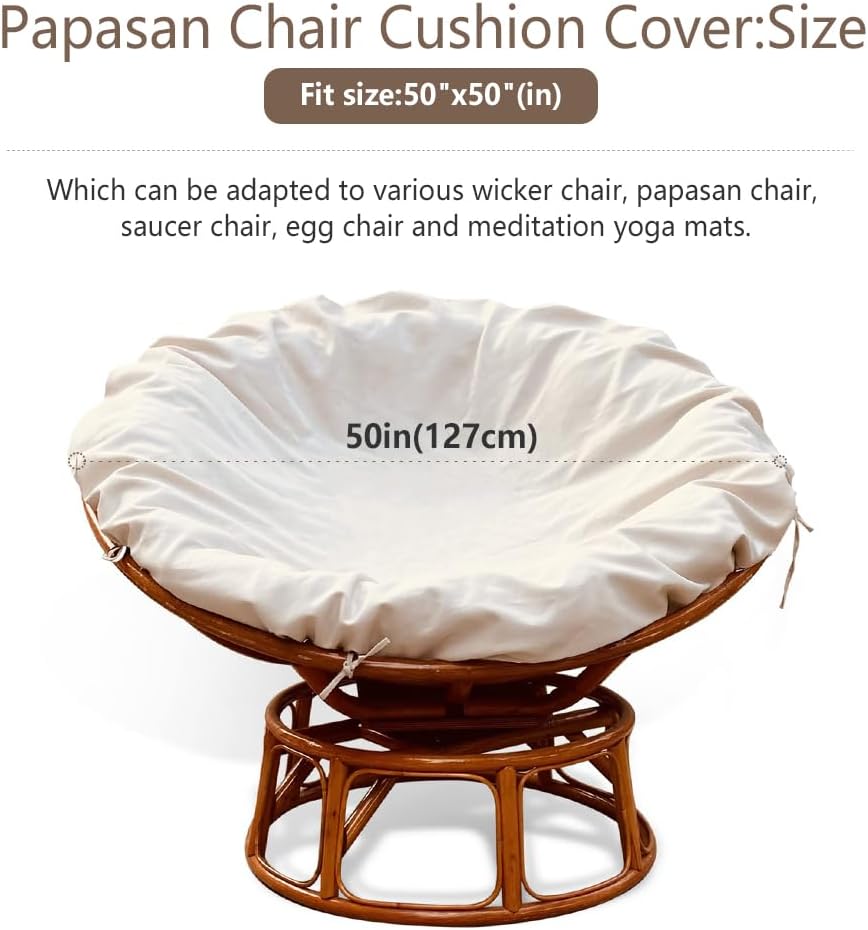Thankyall Papasan – Funda de cojín para silla Papasan resistente al agua, para puertas exteriores, agradable a la piel, suave, lavable a máquina, no