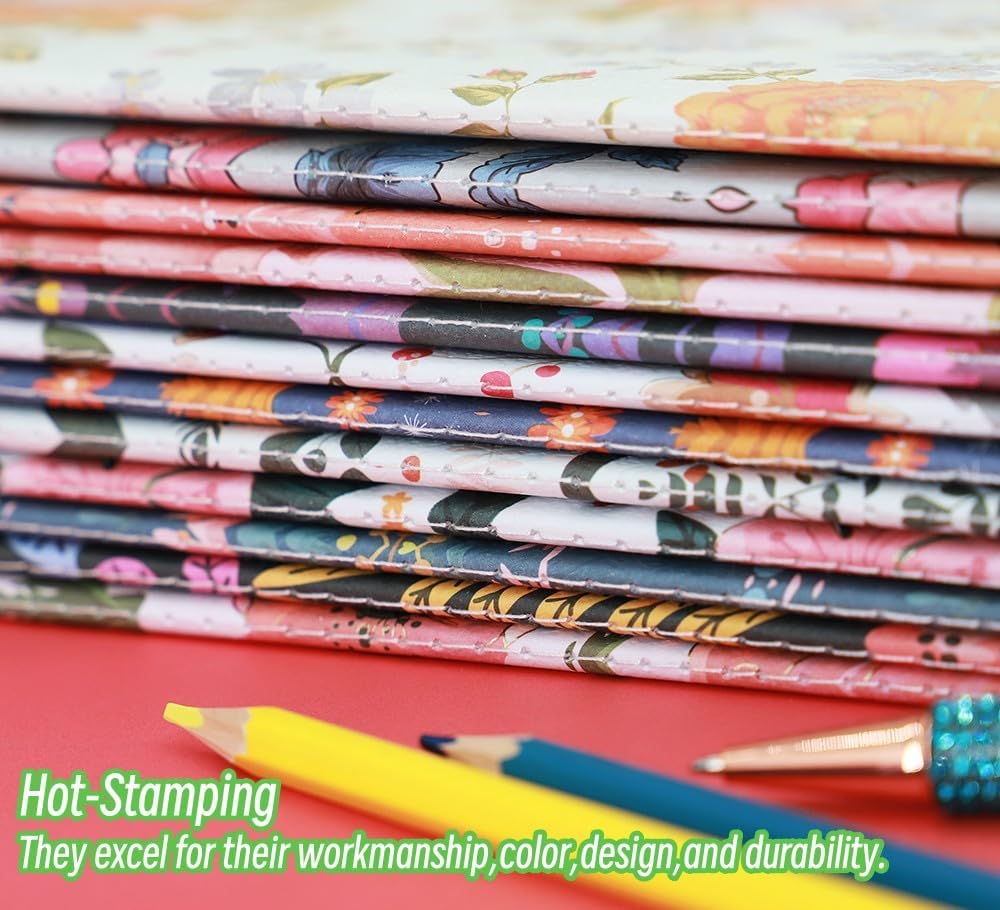 Paquete de diarios para escribir cuadernos A5 a granel, libro de bocetos, paquete de 12 con 60 páginas en blanco, 30 hojas y cubierta en relieve en