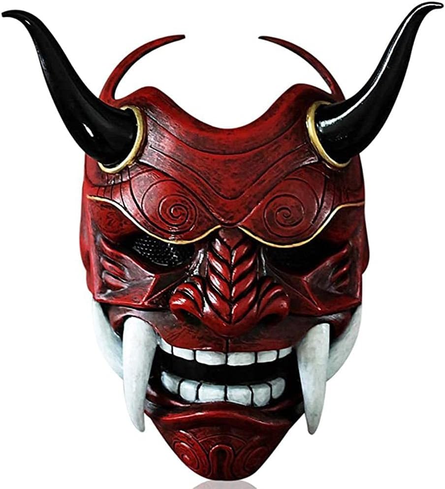 Máscara de demonio japonés malvado Kabuki Hannya, máscara de demonio Oni Samurai Kabuki, Prajna Devil, máscara facial de demonio japonés Prajna