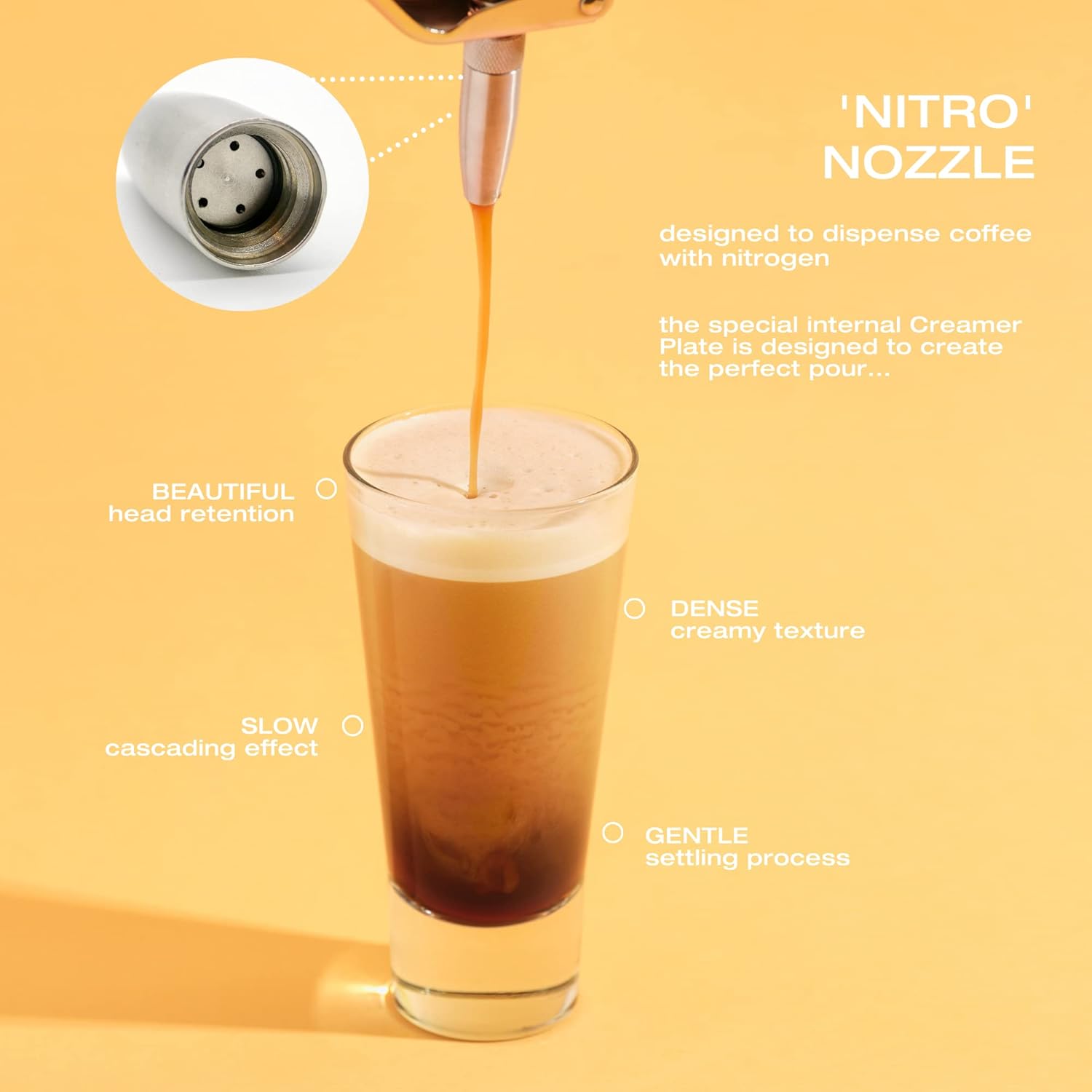 NITRO KAFO – Cafetera Nitro de 0.5 L, cafetera nitro de aluminio con boquilla especial de difusor de nitro y cafetera fría con tarro Mason de