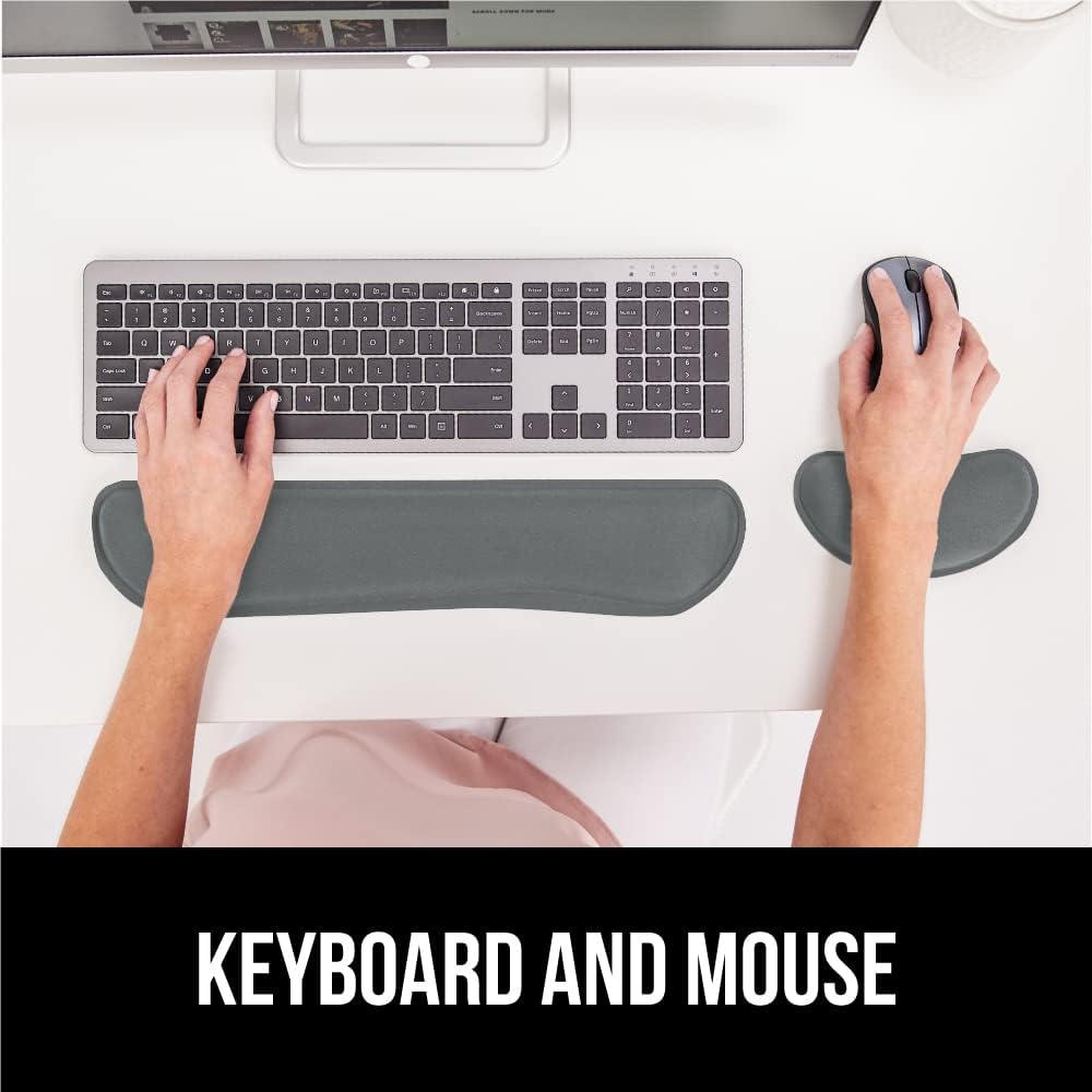 Gorilla Grip – Reposamuñecas ergonómico de espuma viscoelástica de gel suave para teclado y mouse, antideslizante, para aliviar el dolor al