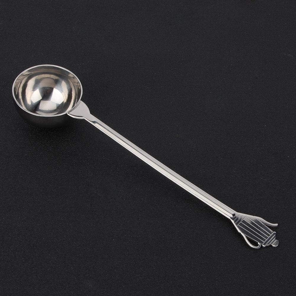 Fdit Cuchara de café de acero inoxidable de 0.35 onzas con mango largo, cucharadas medidas, cucharas para máquina de café expreso, cucharas para té,