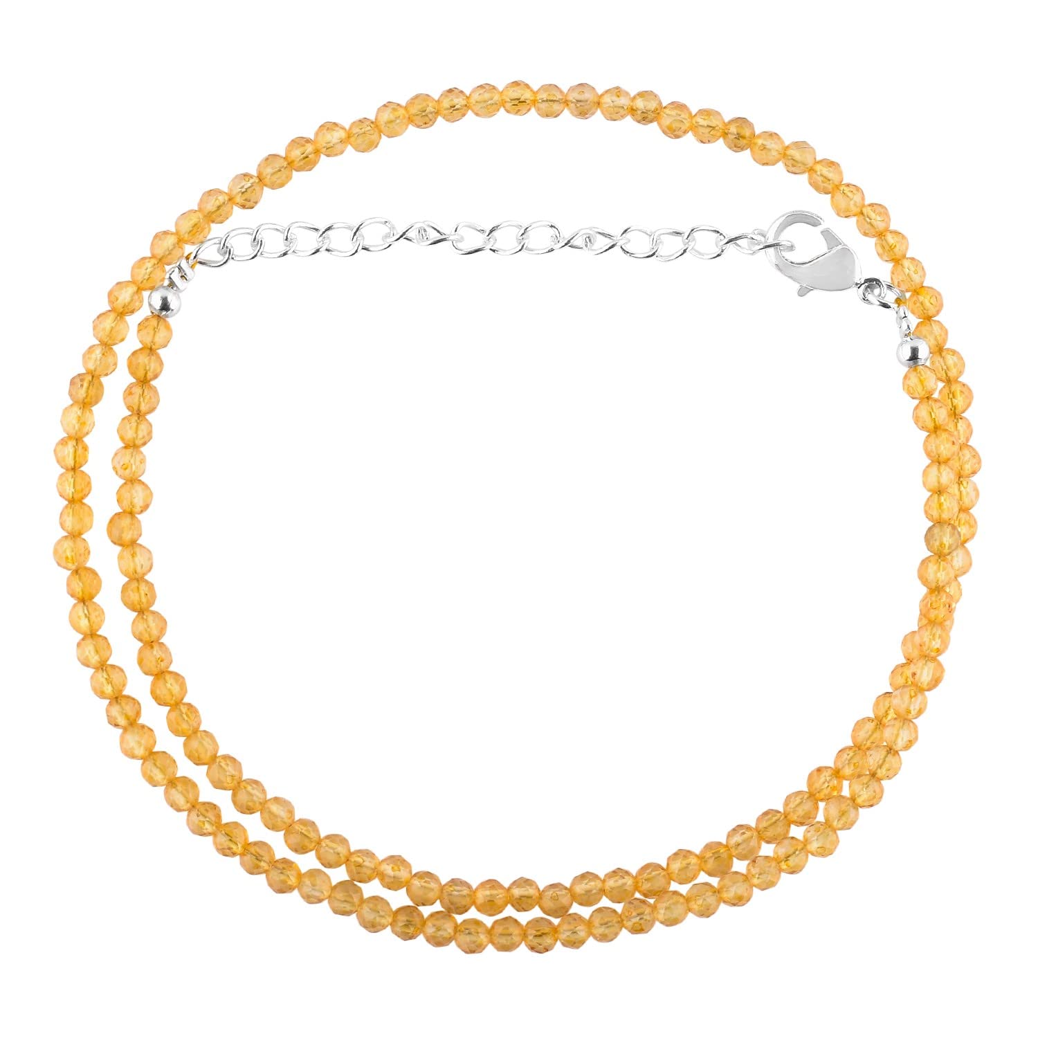Genuine Yellow Citrine Gemstones Choker Necklace, Micro-Faceted Beads Stones, Healing Crystals, Silver Plated, Adjustable, Birthstones, Women
