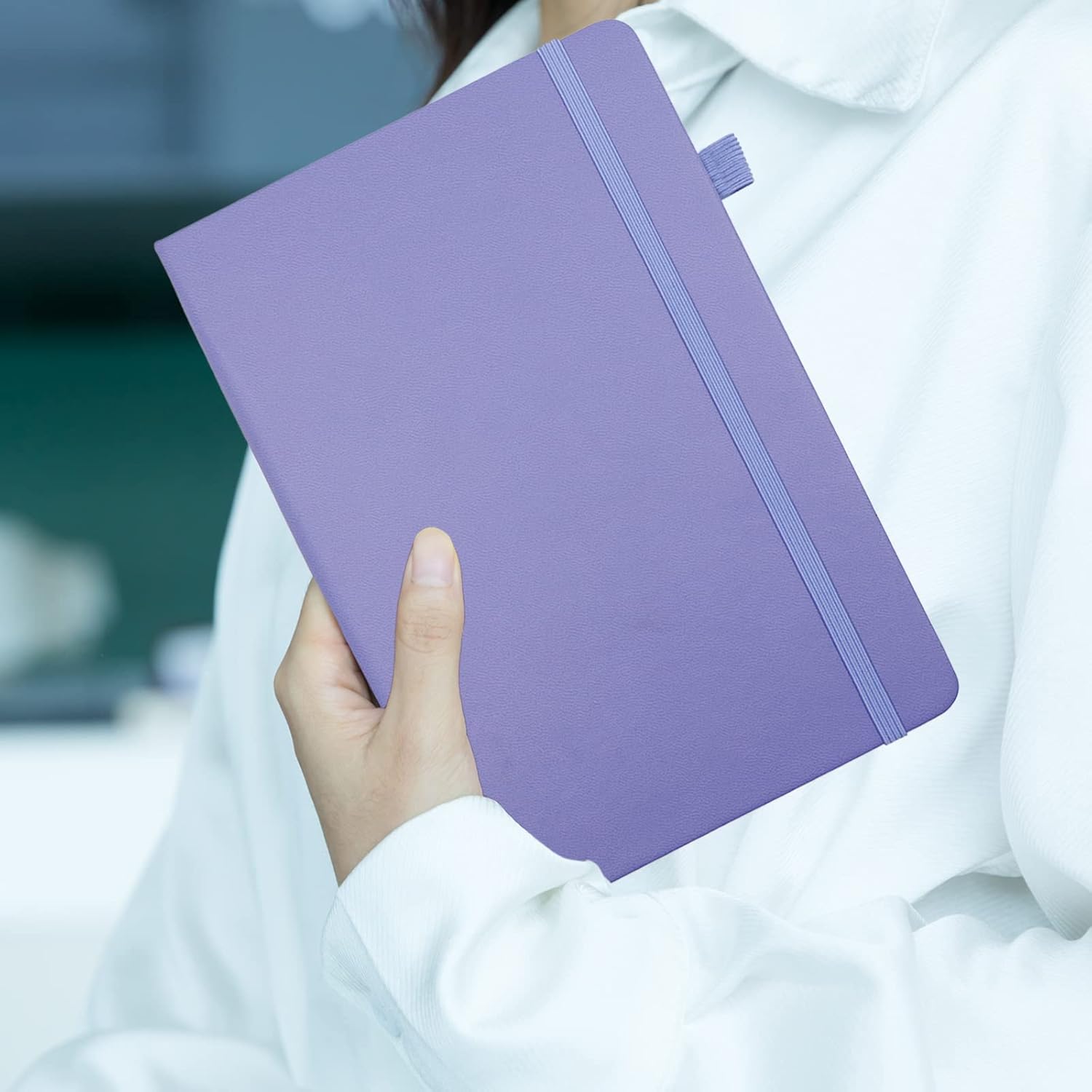 Deziliao Cuadernos rayados con bucle para bolígrafo, cuaderno de tapa dura para el trabajo, papel grueso de alta calidad de 3.53 ozm con bolsillo