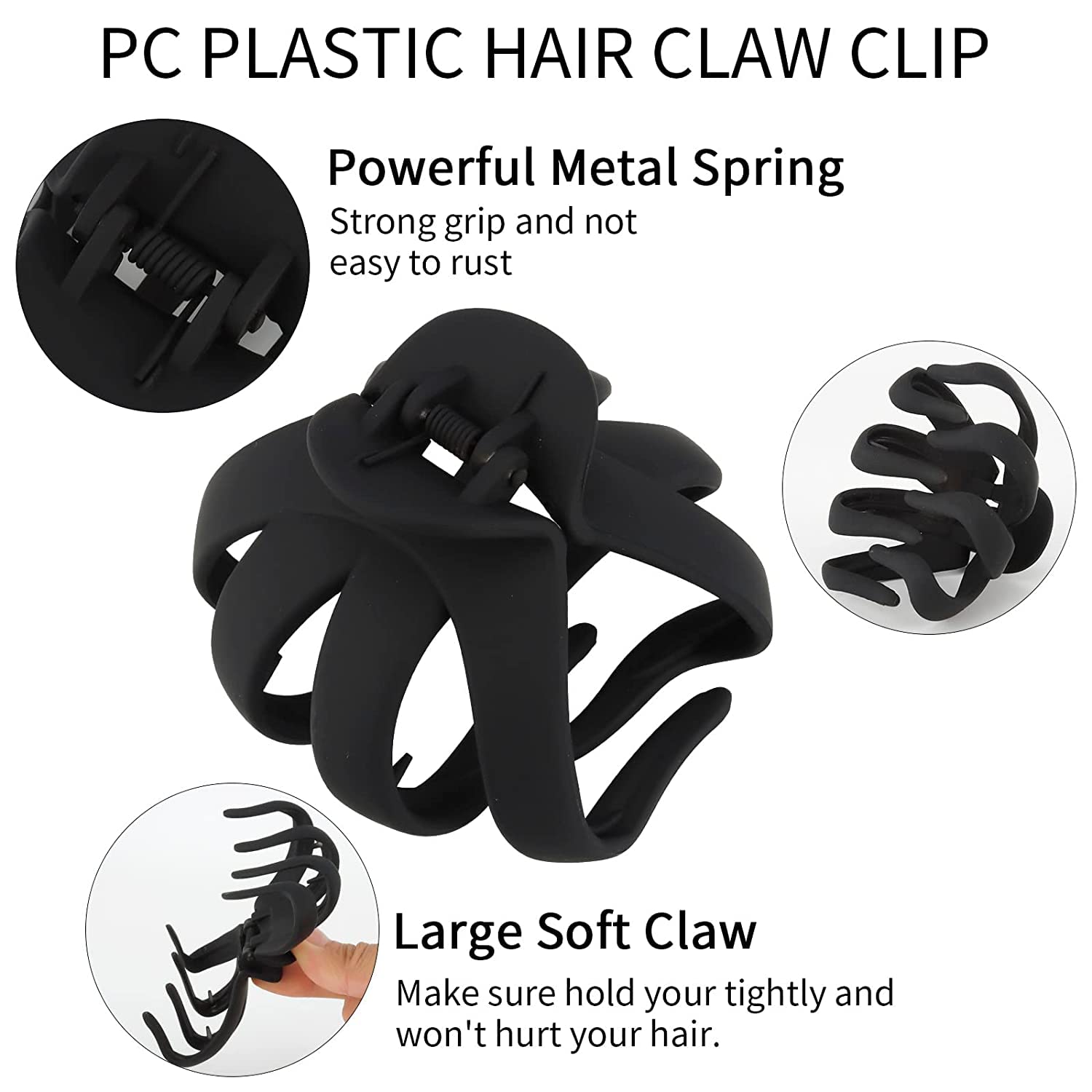 COCIDE 4 pinzas para el cabello para mujer, clip de pulpo grande de acrílico, antideslizante, garra de araña grande para niñas, agarre fuerte, clip