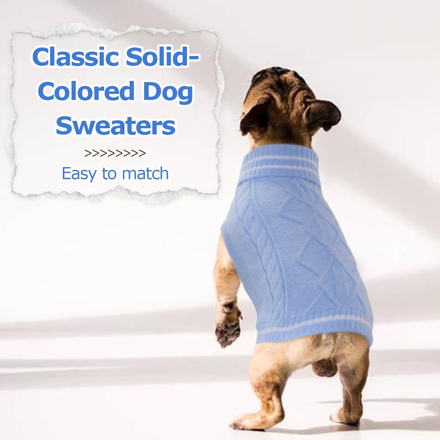 ROZKITCH Suéter para perro, suéter de punto para clima frío para otoño e invierno, suéter de cuello alto para perro, ropa clásica gruesa y cálida