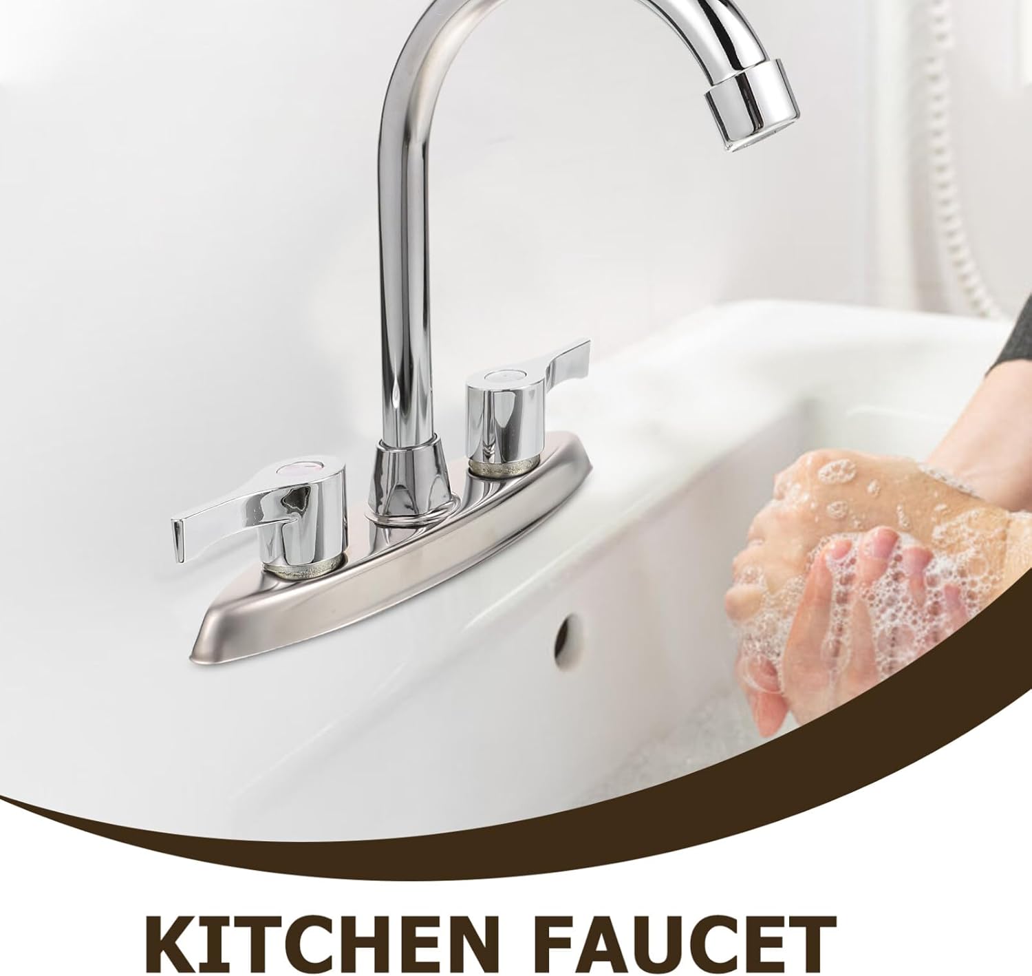 Uonlytech Grifos de baño de cascada de doble manija Grifo de fregadero de metal grifo de agua fría caliente grifo de cocina grifo de lavabo para RV