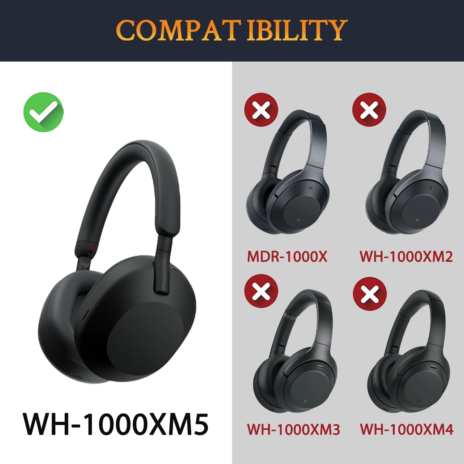 SOULWIT Almohadillas de repuesto para auriculares Sony WH-1000XM5 (WH1000XM5) con cancelación de ruido, almohadillas con piel de cordero más suave,
