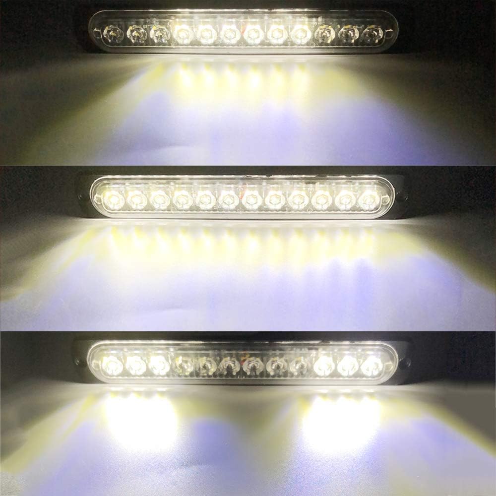 Barra de luz estroboscópica de emergencia blanca de 12 LED, 18 modos intermitentes, montaje en superficie ultrafina, luz intermitente, luces de