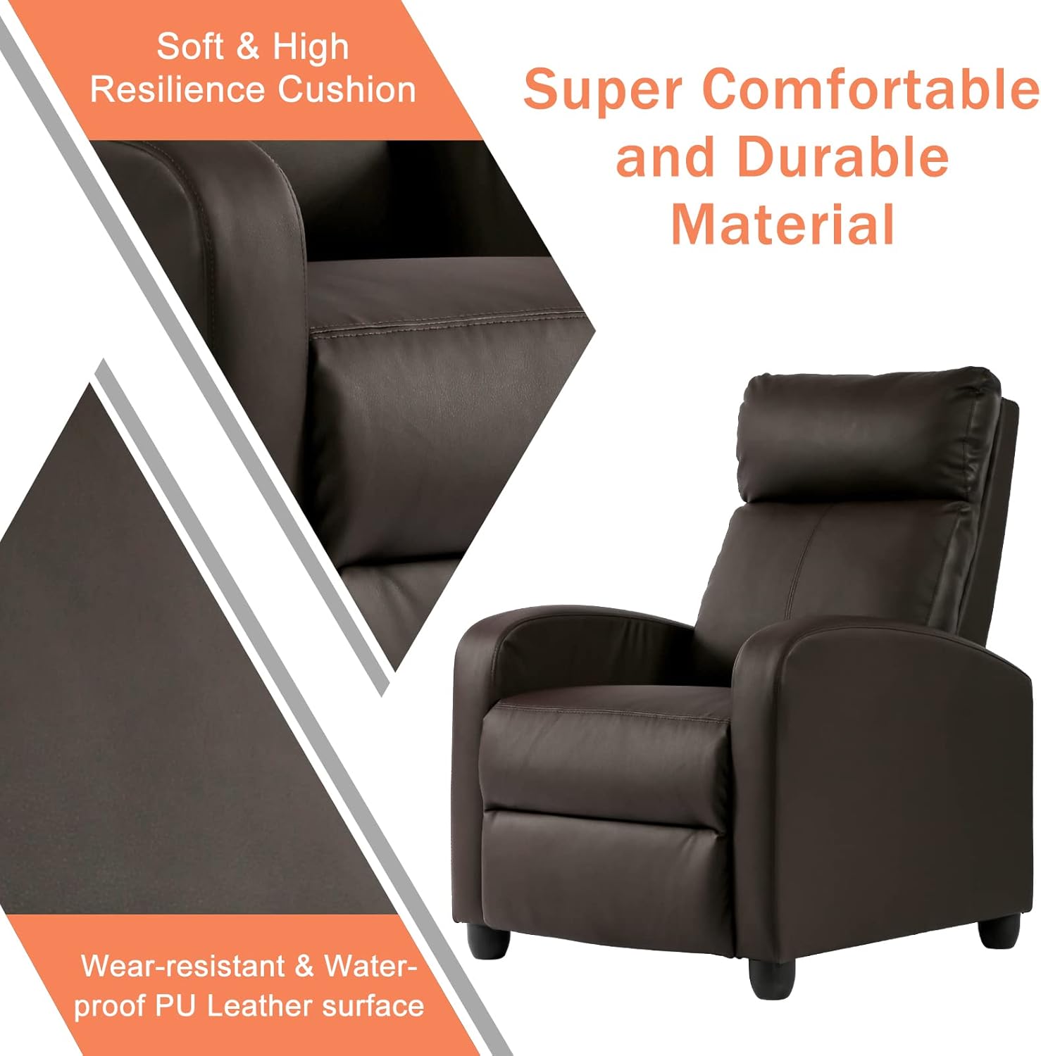 CL.HPAHKL Sillón reclinable moderno reclinable para sala de estar, Winback, sofá individual, silla de lectura, asiento de cine en casa, sillón