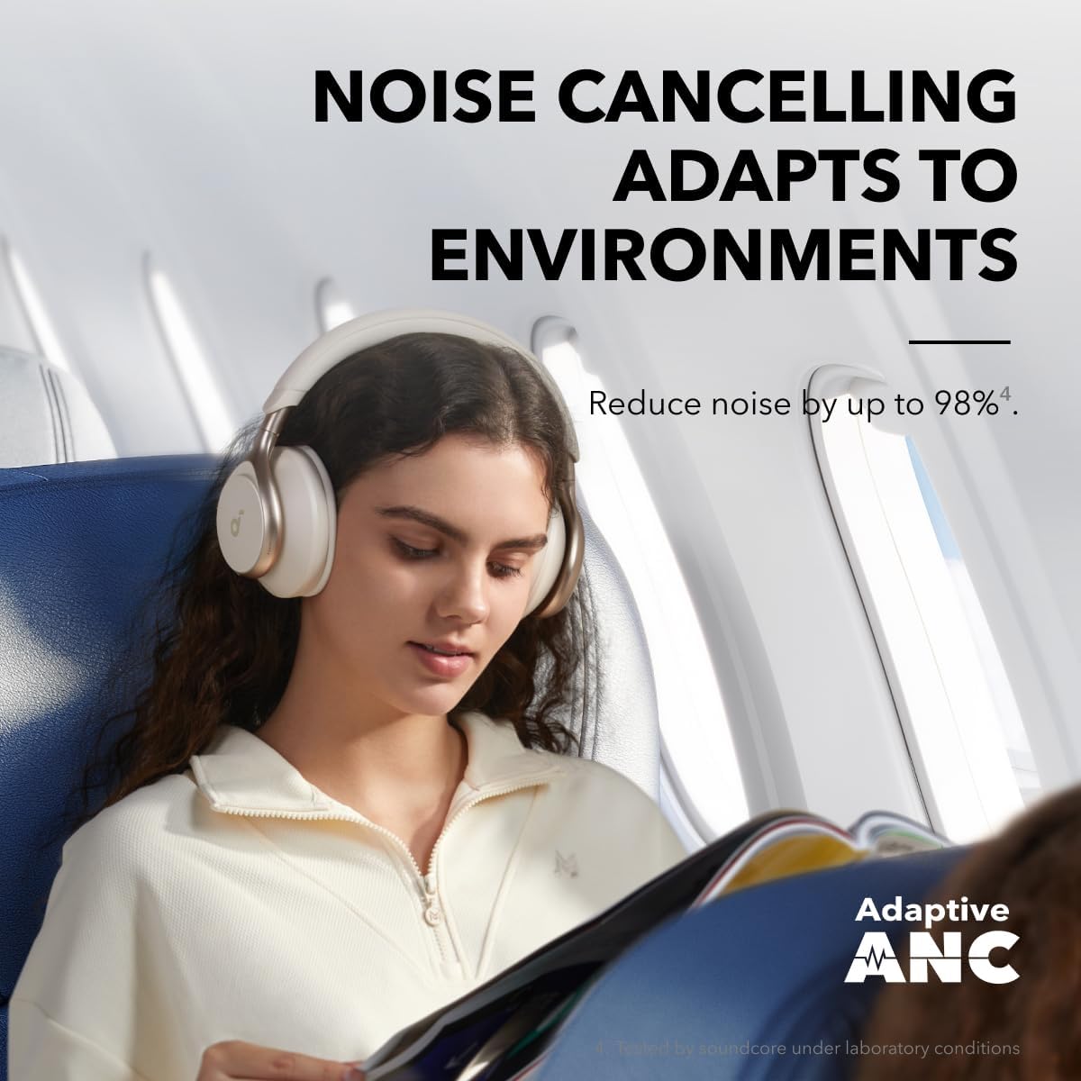 Soundcore by Anker, Space One, auriculares con cancelación activa de ruido, reducción de voz 2 veces más fuerte, tiempo de reproducción ANC de 40