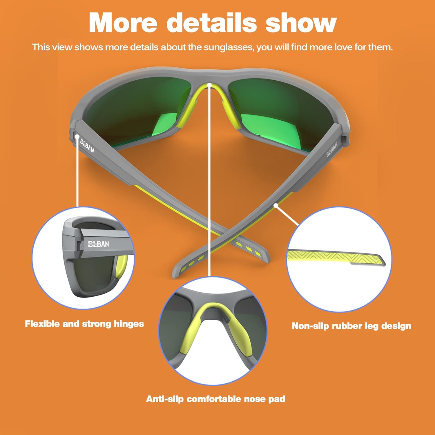 BLBAN Lentes de sol polarizados deportivos para hombres y mujeres, ligeras, marco TR90, béisbol, ciclismo, correr, lentes TAC