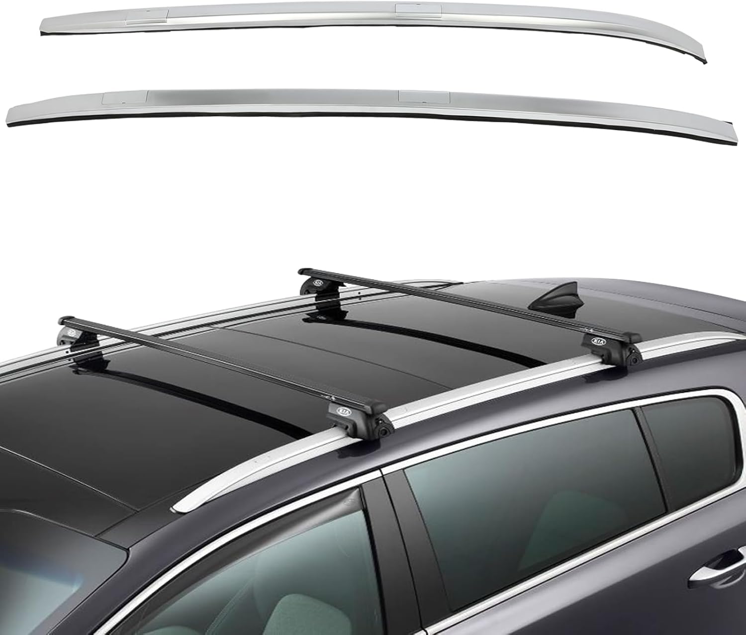 FINDAUTO Rieles laterales de techo para Toyota Highlander 2020-2021, portaequipajes plateados para techo, 165 libras, canoa, kayak, portaequipajes,
