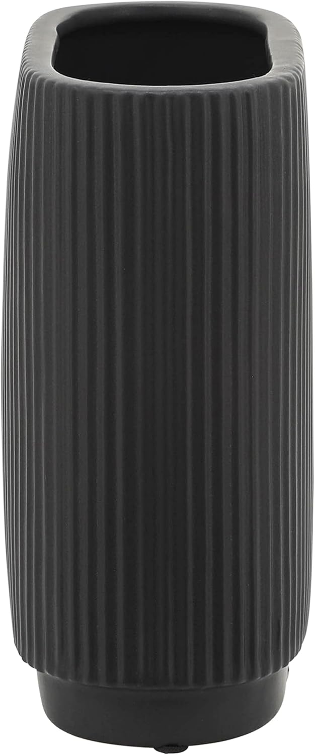 Jarrón de cerámica simple  Jarrón negro contemporáneo de 8 pulgadas para arreglos florales  Elegante centro de mesa  Decoración de mesa para el