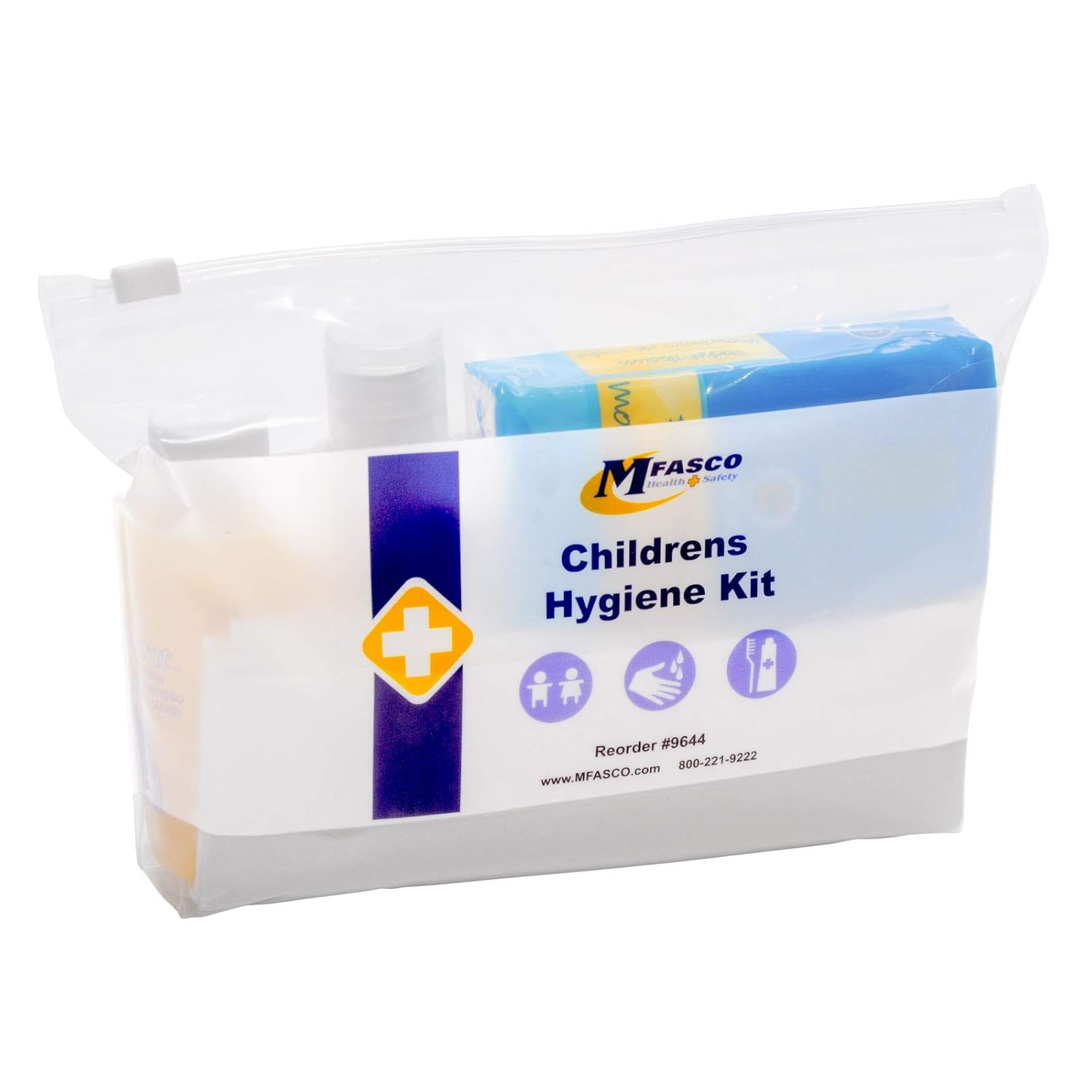 MFASCO Kit de higiene infantil – Perfecto para refugios para personas sin hogar, alivio de desastres, empaquetado en bolsa resellable, suministros