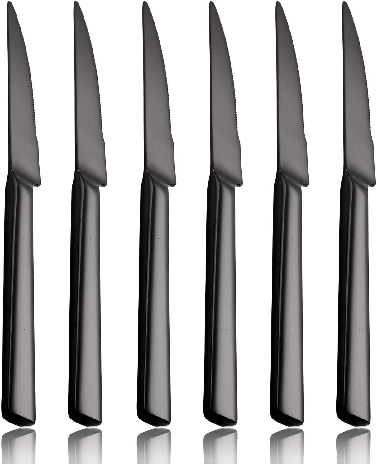 Juego de cuchillos para carne, 6 piezas, acero inoxidable 180, resistentes, 9 pulgadas, servicio para 6 cubiertos, utensilios de mesa, aptos para