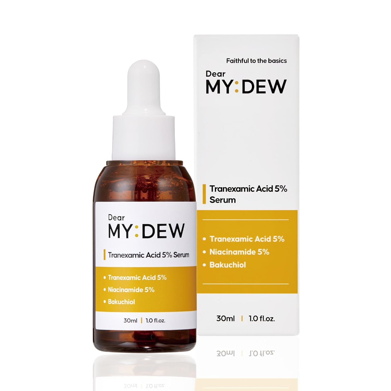 DearMYDEW Suero de ácido tranexámico al 5% con niacinamida al 5%, bakuchiol, suero corrector de decoloración, hiperpigmentación descolorida, mancha