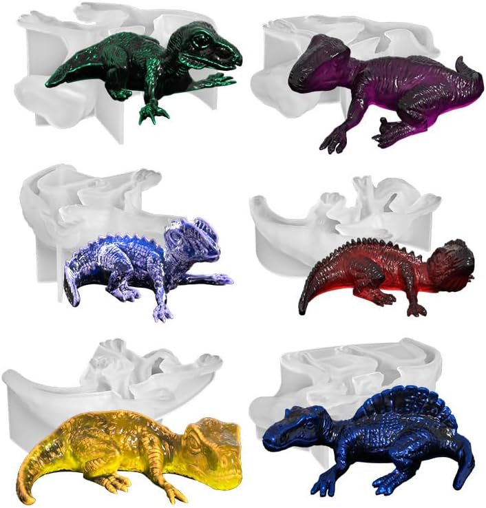 6 piezas de moldes de resina de dinosaurio, moldes de silicona, resina epoxi, pequeños dinosaurios, dragones, artículos para decoración, mesa,