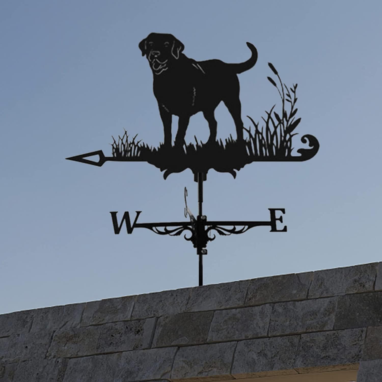 Vaneta de metal para animales 3D, indicador de dirección del viento, accesorios de decoración de techo para jardín, patio, techo (perro)
