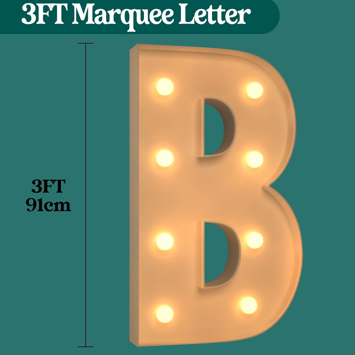 Letras iluminadas de marquesina, letras grandes de 3 pies para decoraciones de fiesta, números de marquesina, marco de globo de mosaico, letras de