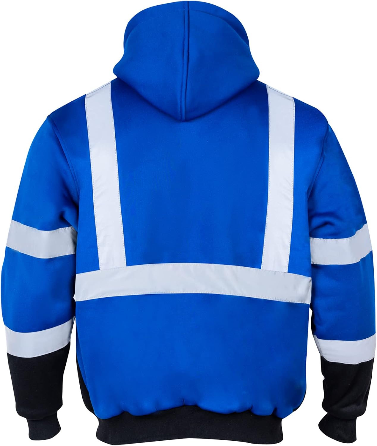 Sudaderas reflectantes de seguridad ANSI Clase 3 para hombre, de lana y forro polar, con cremallera y parte inferior negra (azul rey, XL)