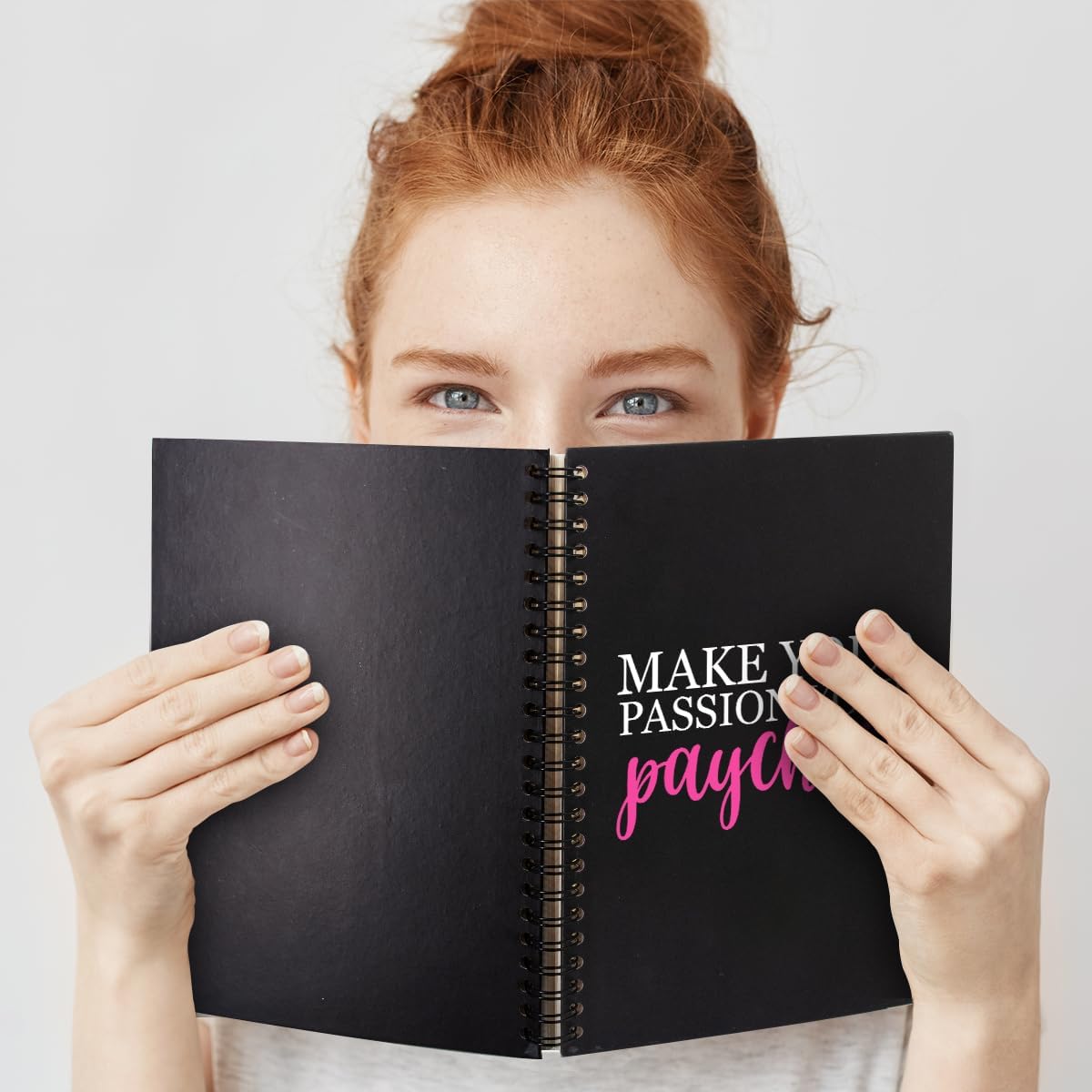 Haz tu pasión tu cheque de pago, 160 páginas, cuadernos en espiral de 6 x 8 pulgadas para escribir y dibujar, divertido diario negro o regalo diario