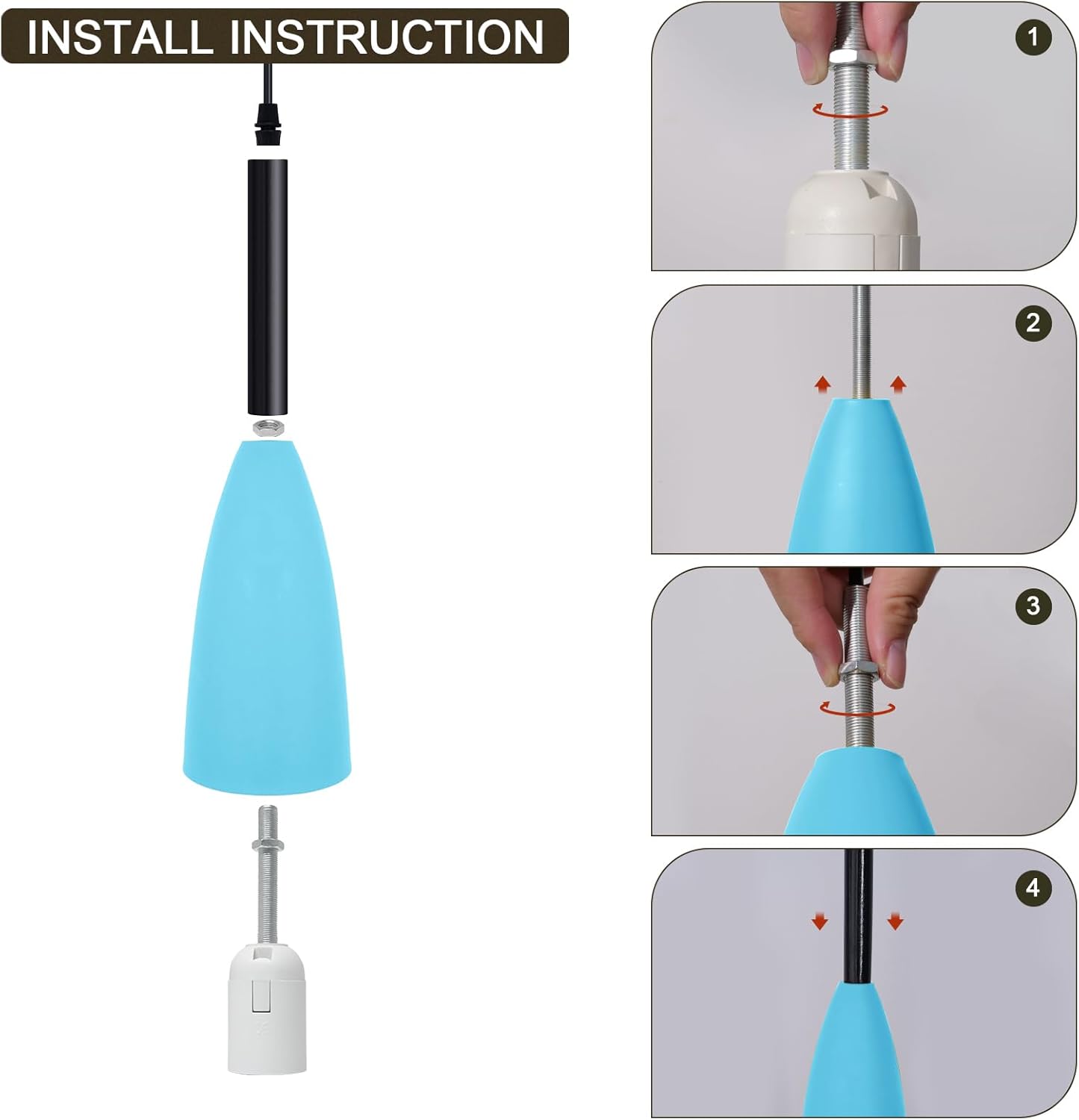 Lámpara colgante para isla de cocina, 1 luz colgante de cristal colorido azul nórdico ajustable, luz de techo colgante para mesa de comedor,