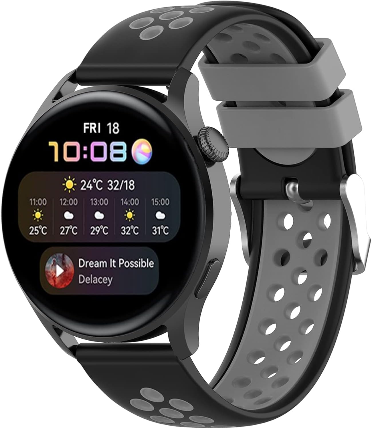 AWADUO Compatible con Huawei Watch GT3 1.81 pulgadas, correa de silicona de repuesto elástica ajustable de 0.866 pulgadas, compatible con Huawei