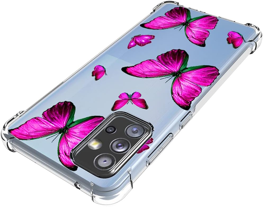 Yerebel Funda para Galaxy A52 5GGalaxy A52 4G, Samsung A52 5G Linda funda, transparente y flexible parachoques TPU funda de silicona suave de goma