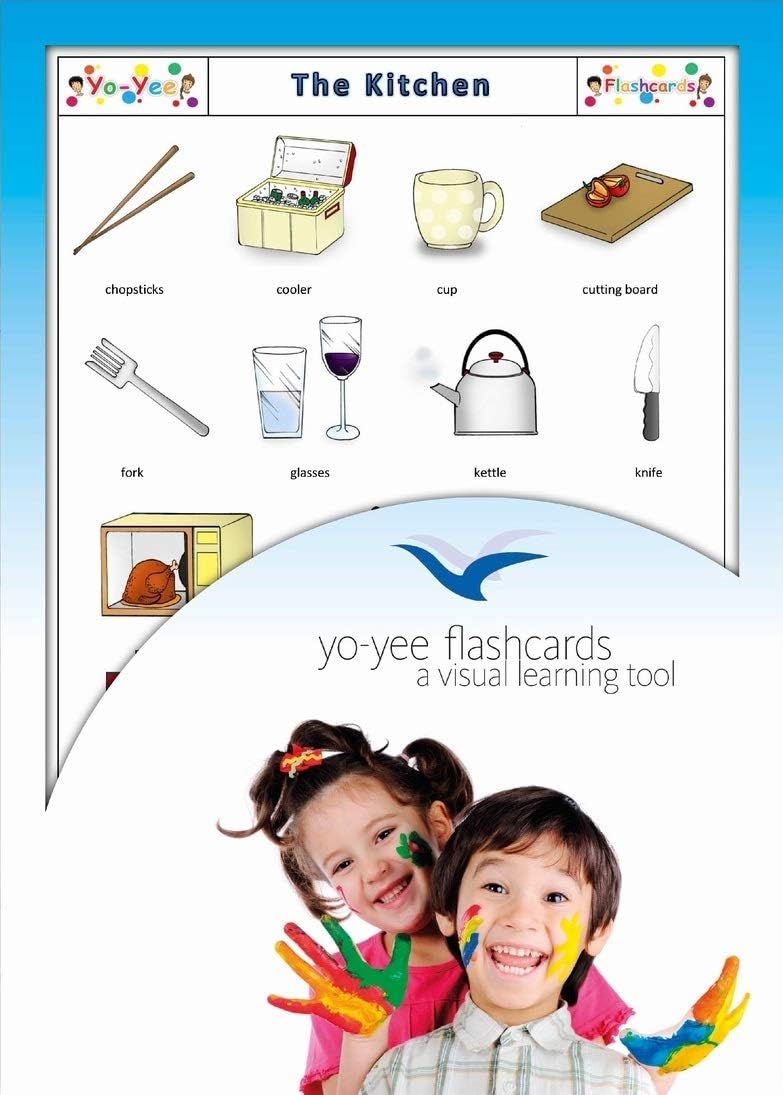 Utensilios de cocina Tarjetas Flash en inglésTarjetas de vocabulario Picture para el aprendizaje de idiomasperfecto para niños, niños, niños y