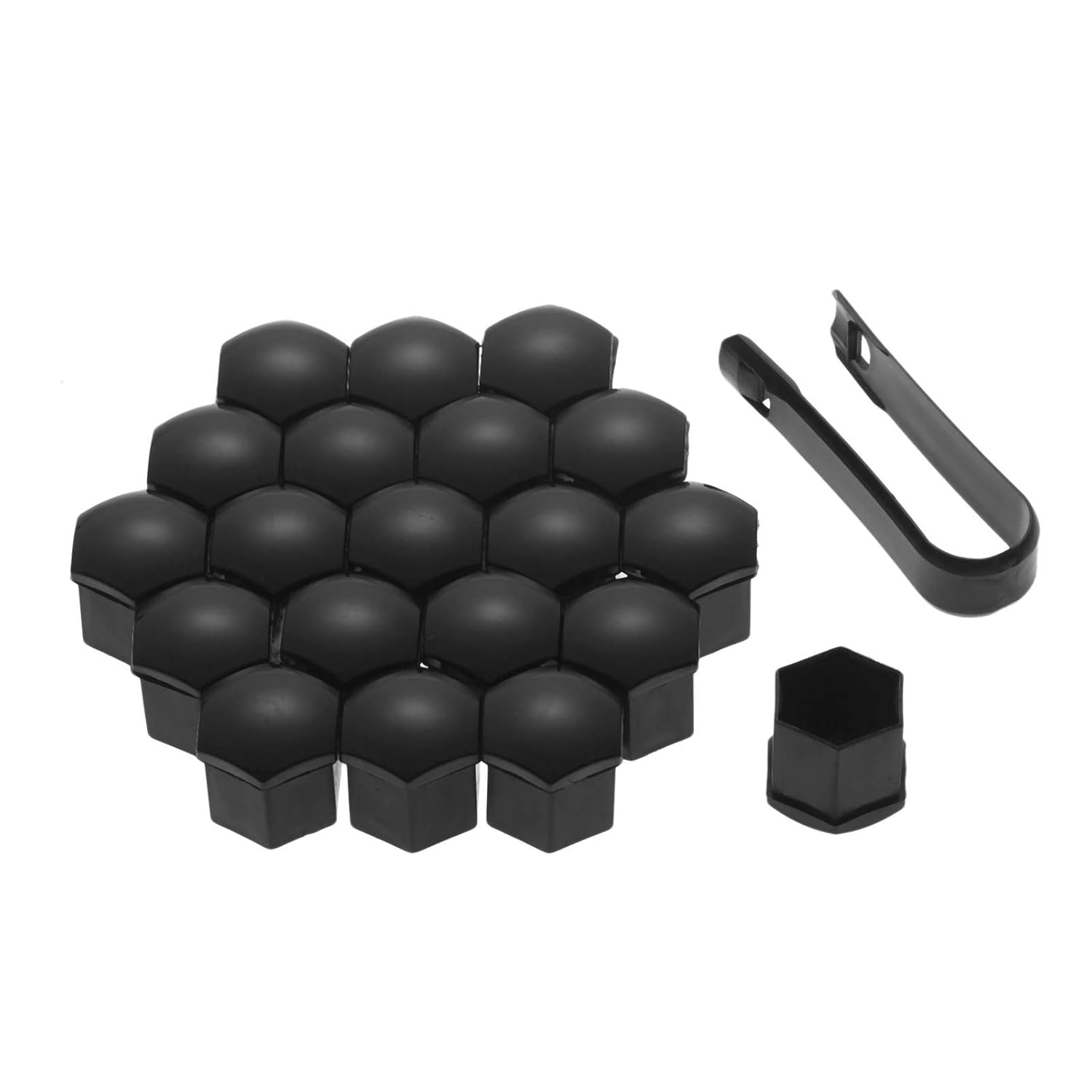 Mtsooning 20 tapas de tuerca de rueda, cubiertas flexibles de vinilo negro de 0.79 pulgadas, cubierta de tornillo de tuerca de buje automático con
