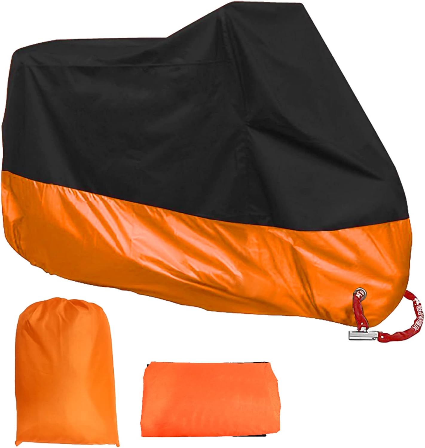 Funda para motocicleta, para todas las estaciones, impermeable, a prueba de polvo, duradera, con agujeros de bloqueo, se adapta hasta 116 pulgadas