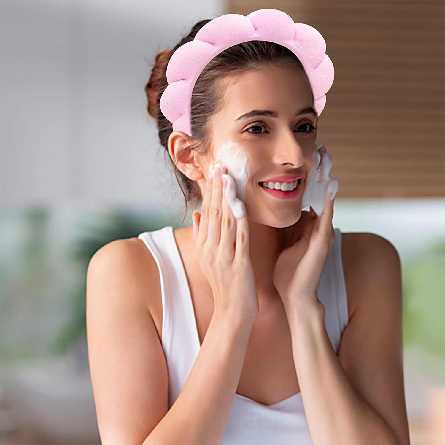VNIHTT Juego de diadema y pulsera de spa prémium para mujer, absorbente, suave y cómodo, perfecto para el cuidado de la piel, maquillaje, yoga,