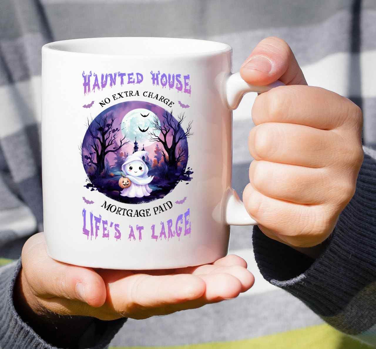 Funny Gift Unique Halloween Home Decor Gift For Ghost Hunters, Haunted House Lovers And Risk Takers- No Extra Charge Mortgage Paid Life’s At Large-
