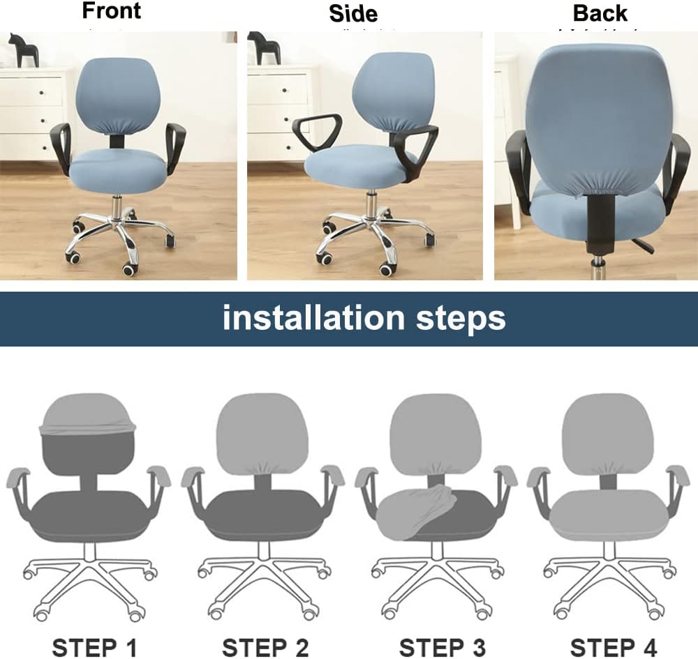 Funda para silla de oficina, resistente al agua, protección dividida y elástica, de tela jacquard, funda universal para silla de trabajo, silla
