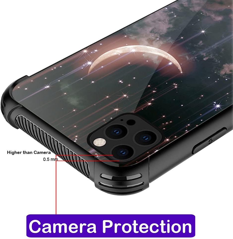 Funda compatible con iPhone 13 Pro, fundas Crescent Nebula 13 Pro para niñas, esquinas reforzadas, TPU suave, a prueba de golpes, compatible con