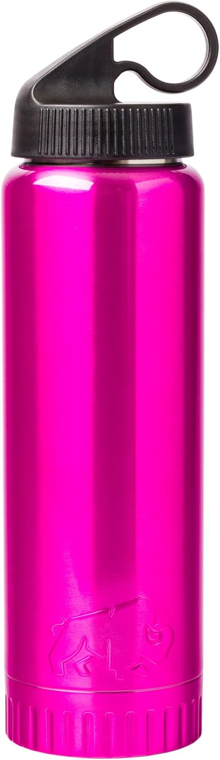 Silver Buffalo Botella de agua de acero inoxidable de doble pared aislada al vacío, 20 onzas, magenta