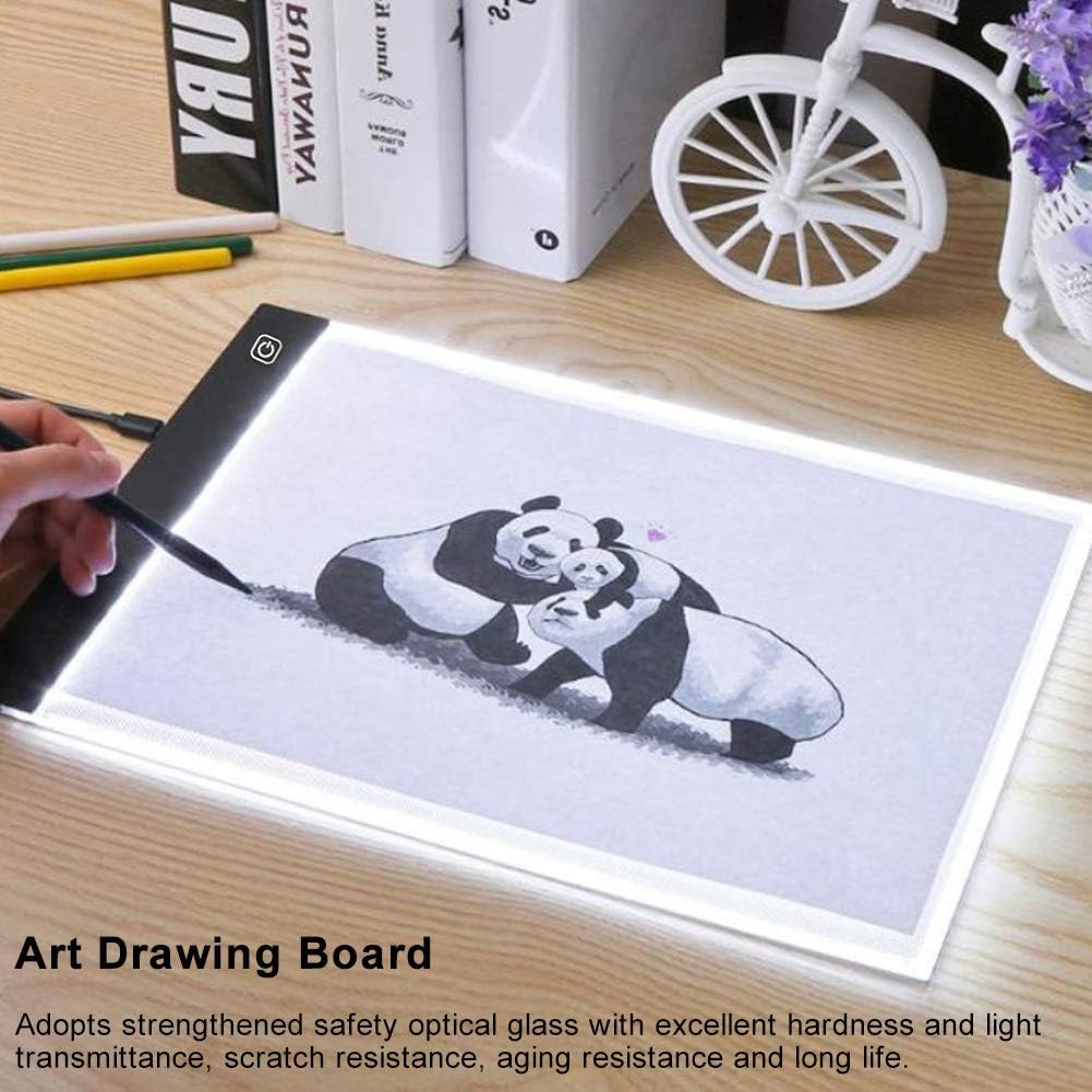 Caja de luz de rastreo, brillo A5 ajustable 3 niveles de atenuación LED almohadilla de luz para animación, diseño de pintura, dibujo, boceto