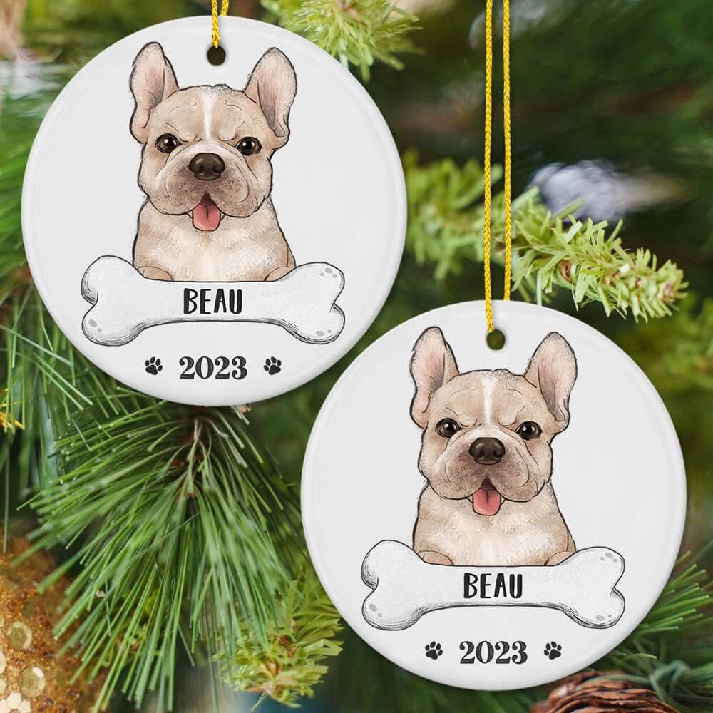 TheUnifury – Adornos personalizados para perro Bulldog francés para árbol de Navidad, regalos de bulldog francés para amantes del bulldog francés,