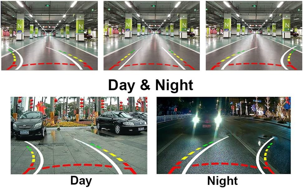 Vlicevrn HD Fisheye – Cámara de visión trasera para vehículo, pistas de trayectoria dinámica, visión nocturna, cámara de estacionamiento de respaldo
